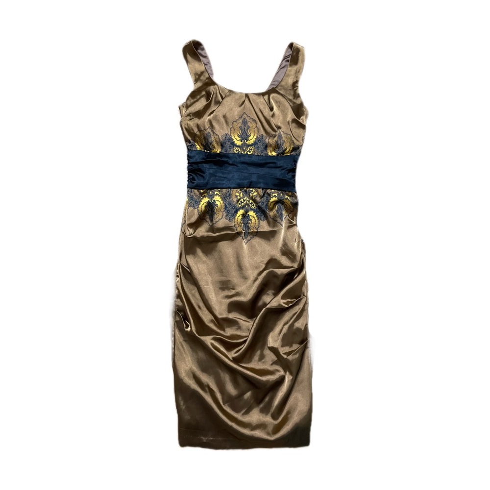 Le Chateau Brown And Black Satin Dress